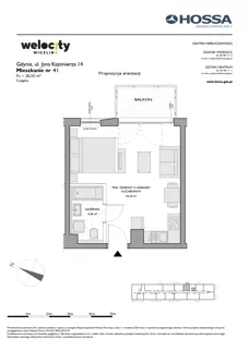 1 pokój, mieszkanie 28,50 m², piętro 2, oferta nr WW/JK14/41, Welocity Wiczlino, Gdynia, Chwarzno-Wiczlino, ul. Jana Kazimierza