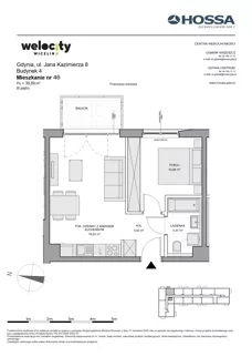 2 pokoje, mieszkanie 38,89 m², piętro 3, oferta nr WW/B4/46, Welocity Wiczlino, Gdynia, Chwarzno-Wiczlino, ul. Jana Kazimierza