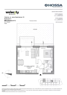 2 pokoje, mieszkanie 42,83 m², parter, oferta nr WW/B5/10, Welocity Wiczlino, Gdynia, Chwarzno-Wiczlino, ul. Jana Kazimierza