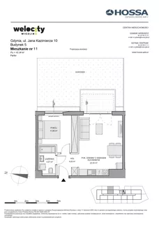 2 pokoje, mieszkanie 42,38 m², parter, oferta nr WW/B5/11, Welocity Wiczlino, Gdynia, Chwarzno-Wiczlino, ul. Jana Kazimierza