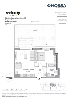 2 pokoje, mieszkanie 46,62 m², parter, oferta nr WW/B5/12, Welocity Wiczlino, Gdynia, Chwarzno-Wiczlino, ul. Jana Kazimierza