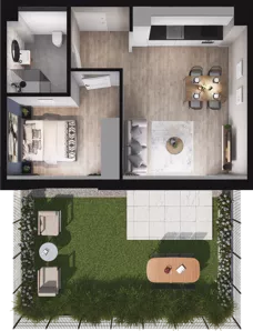 2 pokoje, mieszkanie 44,06 m², parter, oferta nr WW/B2/5, Welocity Wiczlino, Gdynia, Chwarzno-Wiczlino, ul. Jana Kazimierza