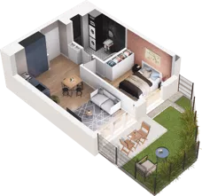 2 pokoje, mieszkanie 38,42 m², parter, oferta nr WO/P35/1, Wiszące Ogrody, Gdańsk, Jasień, Kiełpinek, ul. Przytulna
