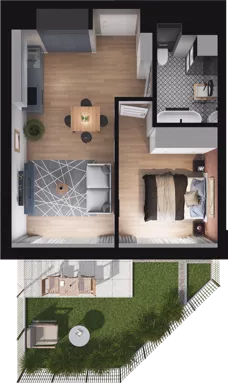2 pokoje, mieszkanie 38,42 m², parter, oferta nr WO/P35/1, Wiszące Ogrody, Gdańsk, Jasień, Kiełpinek, ul. Przytulna