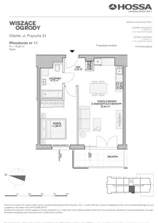 2 pokoje, mieszkanie 42,66 m², parter, oferta nr WO/P33/11, Wiszące Ogrody, Gdańsk, Jasień, Kiełpinek, ul. Przytulna