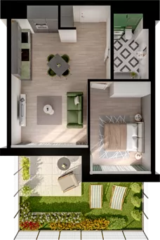 2 pokoje, mieszkanie 42,66 m², parter, oferta nr WO/P33/11, Wiszące Ogrody, Gdańsk, Jasień, Kiełpinek, ul. Przytulna