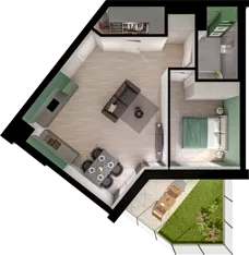 2 pokoje, mieszkanie 48,28 m², parter, oferta nr WO/P3/8, Wiszące Ogrody, Gdańsk, Jasień, Kiełpinek, ul. Przytulna