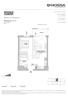 2 pokoje, mieszkanie 39,08 m², parter, oferta nr WO/P31/13, Wiszące Ogrody, Gdańsk, Jasień, Kiełpinek, ul. Przytulna