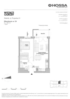 2 pokoje, mieszkanie 38,19 m², piętro 1, oferta nr WO/P31/24, Wiszące Ogrody, Gdańsk, Jasień, Kiełpinek, ul. Przytulna