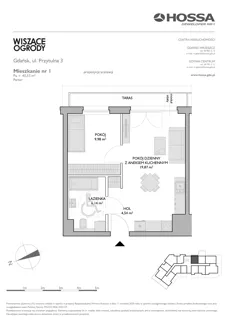 2 pokoje, mieszkanie 40,53 m², parter, oferta nr WO/P3/1, Wiszące Ogrody, Gdańsk, Jasień, Kiełpinek, ul. Przytulna