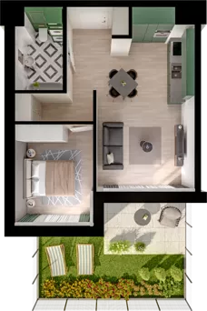 2 pokoje, mieszkanie 38,63 m², parter, oferta nr WO/P33/17, Wiszące Ogrody, Gdańsk, Jasień, Kiełpinek, ul. Przytulna