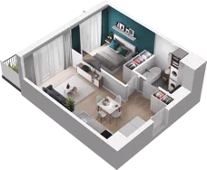 2 pokoje, mieszkanie 34,81 m², piętro 1, oferta nr WO/O18/11, Wiszące Ogrody, Gdańsk, Jasień, Kiełpinek, ul. Przytulna