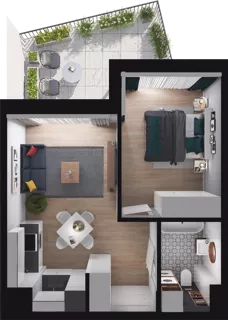 2 pokoje, mieszkanie 34,81 m², piętro 1, oferta nr WO/O18/11, Wiszące Ogrody, Gdańsk, Jasień, Kiełpinek, ul. Przytulna