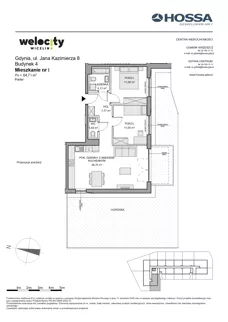 3 pokoje, mieszkanie 64,71 m², parter, oferta nr WW/B4/1, Welocity Wiczlino, Gdynia, Chwarzno-Wiczlino, ul. Jana Kazimierza