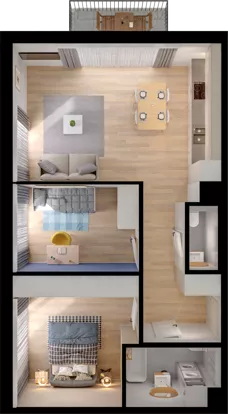 3 pokoje, mieszkanie 57,64 m², piętro 2, oferta nr WW/B4/31, Welocity Wiczlino, Gdynia, Chwarzno-Wiczlino, ul. Jana Kazimierza