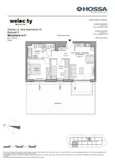 3 pokoje, mieszkanie 54,46 m², parter, oferta nr WW/B5/8, Welocity Wiczlino, Gdynia, Chwarzno-Wiczlino, ul. Jana Kazimierza