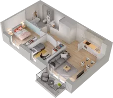 3 pokoje, mieszkanie 54,46 m², piętro 2, oferta nr WW/B5/32, Welocity Wiczlino, Gdynia, Chwarzno-Wiczlino, ul. Jana Kazimierza