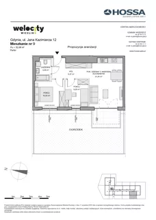 3 pokoje, mieszkanie 52,68 m², piętro 1, oferta nr WW/JK12/16, Welocity Wiczlino, Gdynia, Chwarzno-Wiczlino, ul. Jana Kazimierza