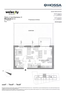 3 pokoje, mieszkanie 53,90 m², piętro 1, oferta nr WW/JK12/13, Welocity Wiczlino, Gdynia, Chwarzno-Wiczlino, ul. Jana Kazimierza