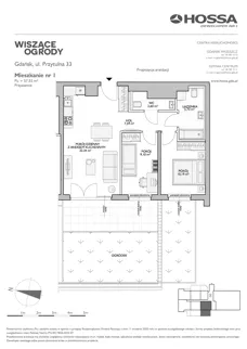 3 pokoje, mieszkanie 57,55 m², parter, oferta nr WO/P33/1, Wiszące Ogrody, Gdańsk, Jasień, Kiełpinek, ul. Przytulna