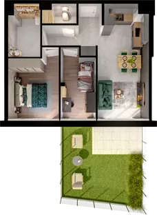 3 pokoje, mieszkanie 54,93 m², parter, oferta nr WO/P31/17, Wiszące Ogrody, Gdańsk, Jasień, Kiełpinek, ul. Przytulna