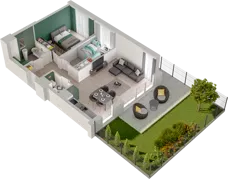 3 pokoje, mieszkanie 57,67 m², parter, oferta nr WO/P3/3, Wiszące Ogrody, Gdańsk, Jasień, Kiełpinek, ul. Przytulna