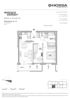 3 pokoje, mieszkanie 54,10 m², parter, oferta nr WO/P33/13, Wiszące Ogrody, Gdańsk, Jasień, Kiełpinek, ul. Przytulna
