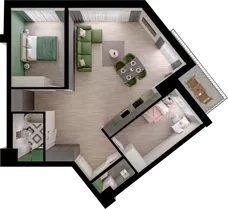 3 pokoje, mieszkanie 69,30 m², piętro 2, oferta nr WO/P3/38, Wiszące Ogrody, Gdańsk, Jasień, Kiełpinek, ul. Przytulna