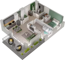 3 pokoje, mieszkanie 63,96 m², piętro 3, oferta nr WO/P3/42, Wiszące Ogrody, Gdańsk, Jasień, Kiełpinek, ul. Przytulna