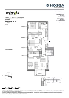 4 pokoje, mieszkanie 82,78 m², piętro 1, oferta nr WW/B4/16, Welocity Wiczlino, Gdynia, Chwarzno-Wiczlino, ul. Jana Kazimierza