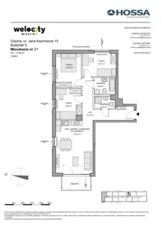 4 pokoje, mieszkanie 73,46 m², piętro 1, oferta nr WW/B5/21, Welocity Wiczlino, Gdynia, Chwarzno-Wiczlino, ul. Jana Kazimierza