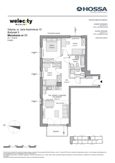4 pokoje, mieszkanie 73,46 m², piętro 2, oferta nr WW/B5/33, Welocity Wiczlino, Gdynia, Chwarzno-Wiczlino, ul. Jana Kazimierza