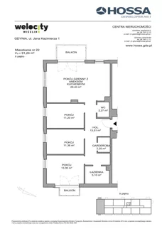 4 pokoje, mieszkanie 91,24 m², piętro 2, oferta nr WW/B14/22, Welocity Wiczlino, Gdynia, Chwarzno-Wiczlino, ul. Jana Kazimierza