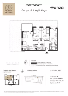 4 pokoje, mieszkanie 80,18 m², piętro 1, oferta nr 5A/8, Nowy Goszyn, Goszyn, ul. Józefa Wybickiego