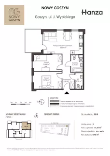 3 pokoje, mieszkanie 61,20 m², piętro 1, oferta nr 5A/4, Nowy Goszyn, Goszyn, ul. Józefa Wybickiego