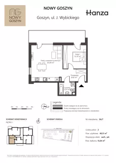 2 pokoje, mieszkanie 48,51 m², piętro 1, oferta nr 5A/7, Nowy Goszyn, Goszyn, ul. Józefa Wybickiego