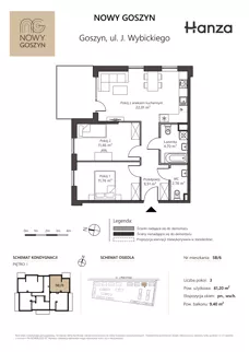 3 pokoje, mieszkanie 61,20 m², piętro 1, oferta nr 5B/6, Nowy Goszyn, Goszyn, ul. Józefa Wybickiego