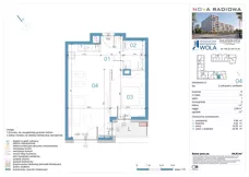 2 pokoje, mieszkanie 44,63 m², piętro 1, oferta nr A04, NOVA RADIOWA, Warszawa, Bemowo, Bemowo-Lotnisko, ul. Wrocławska róg Radiowej