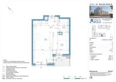 2 pokoje, mieszkanie 44,63 m², piętro 2, oferta nr A11, NOVA RADIOWA, Warszawa, Bemowo, Bemowo-Lotnisko, ul. Wrocławska róg Radiowej