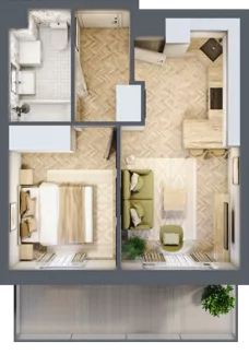 2 pokoje, mieszkanie 33,23 m², piętro 1, oferta nr Z9.07, Osiedle Zbytki, Warszawa, Białołęka, Nowodwory, ul. Zbytki 9