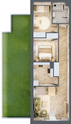 3 pokoje, mieszkanie 59,18 m², parter, oferta nr Z9.34, Osiedle Zbytki, Warszawa, Białołęka, Nowodwory, ul. Zbytki 9