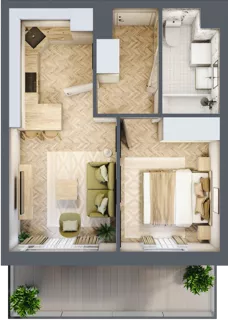 2 pokoje, mieszkanie 33,14 m², piętro 1, oferta nr Z9.09, Osiedle Zbytki, Warszawa, Białołęka, Nowodwory, ul. Zbytki 9