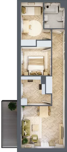 3 pokoje, mieszkanie 59,18 m², piętro 1, oferta nr Z9.37, Osiedle Zbytki, Warszawa, Białołęka, Nowodwory, ul. Zbytki 9