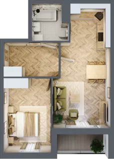 2 pokoje, mieszkanie 48,08 m², piętro 1, oferta nr Z9.36, Osiedle Zbytki, Warszawa, Białołęka, Nowodwory, ul. Zbytki 9