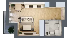 1 pokój, mieszkanie 27,14 m², piętro 1, oferta nr A.01.M002, Złota Wilga, Warszawa, Praga Południe, Gocław, ul. Złotej Wilgi 2