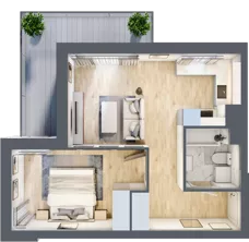 2 pokoje, mieszkanie 41,34 m², piętro 2, oferta nr A.02.M006, Złota Wilga, Warszawa, Praga Południe, Gocław, ul. Złotej Wilgi 2