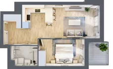 2 pokoje, mieszkanie 44,33 m², piętro 3, oferta nr B.03.M038, Złota Wilga, Warszawa, Praga Południe, Gocław, ul. Złotej Wilgi 2