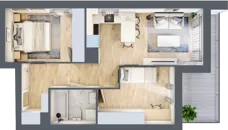 3 pokoje, mieszkanie 48,08 m², piętro 1, oferta nr C.01.M075, Złota Wilga, Warszawa, Praga Południe, Gocław, ul. Złotej Wilgi 2
