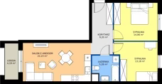 3 pokoje, mieszkanie 63,95 m², piętro 1, oferta nr A.A1.1.M3, Osiedle EMaya, Wrocław, Żerniki, Fabryczna, ul. Ernsta Maya