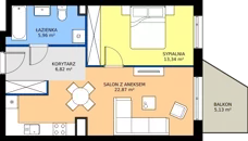 2 pokoje, mieszkanie 48,99 m², piętro 1, oferta nr A.A2.1.M7, Osiedle EMaya, Wrocław, Żerniki, Fabryczna, ul. Ernsta Maya
